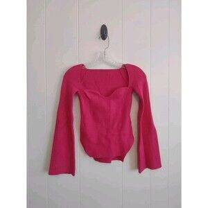 Women's Hot Pink Sweetheart Fitted Stretch Sweater Size XS